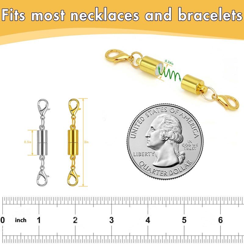 Bonison 12 Pack Magnetic Necklace Clasps and Closures. Necklace Jewelry Extender with Strong Magnet. Magnetic Necklace Clasp for Jewelry Necklace Bracelet Making. Gold and Silver Plating (Regular) - Image 2